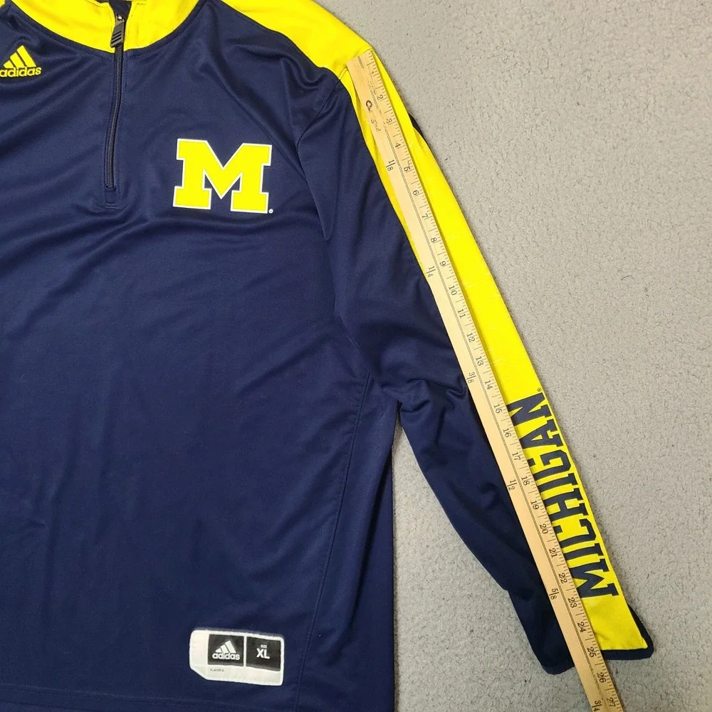 Michigan Wolverines Adidas‎ Pullover Sweatshirt Mens XL Blue 1/4 Zip Climalite